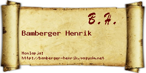 Bamberger Henrik névjegykártya